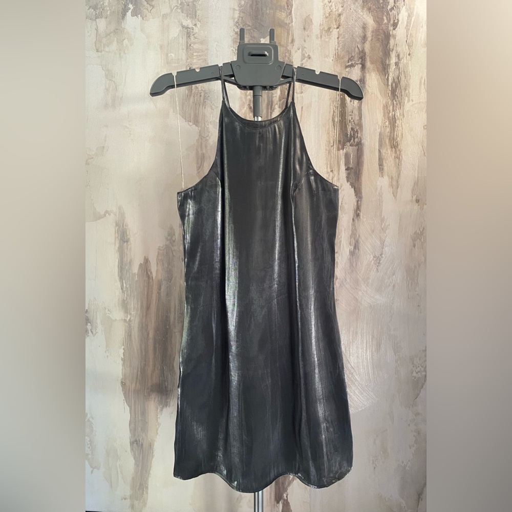Vintage women’s silver metallic lame slip dress